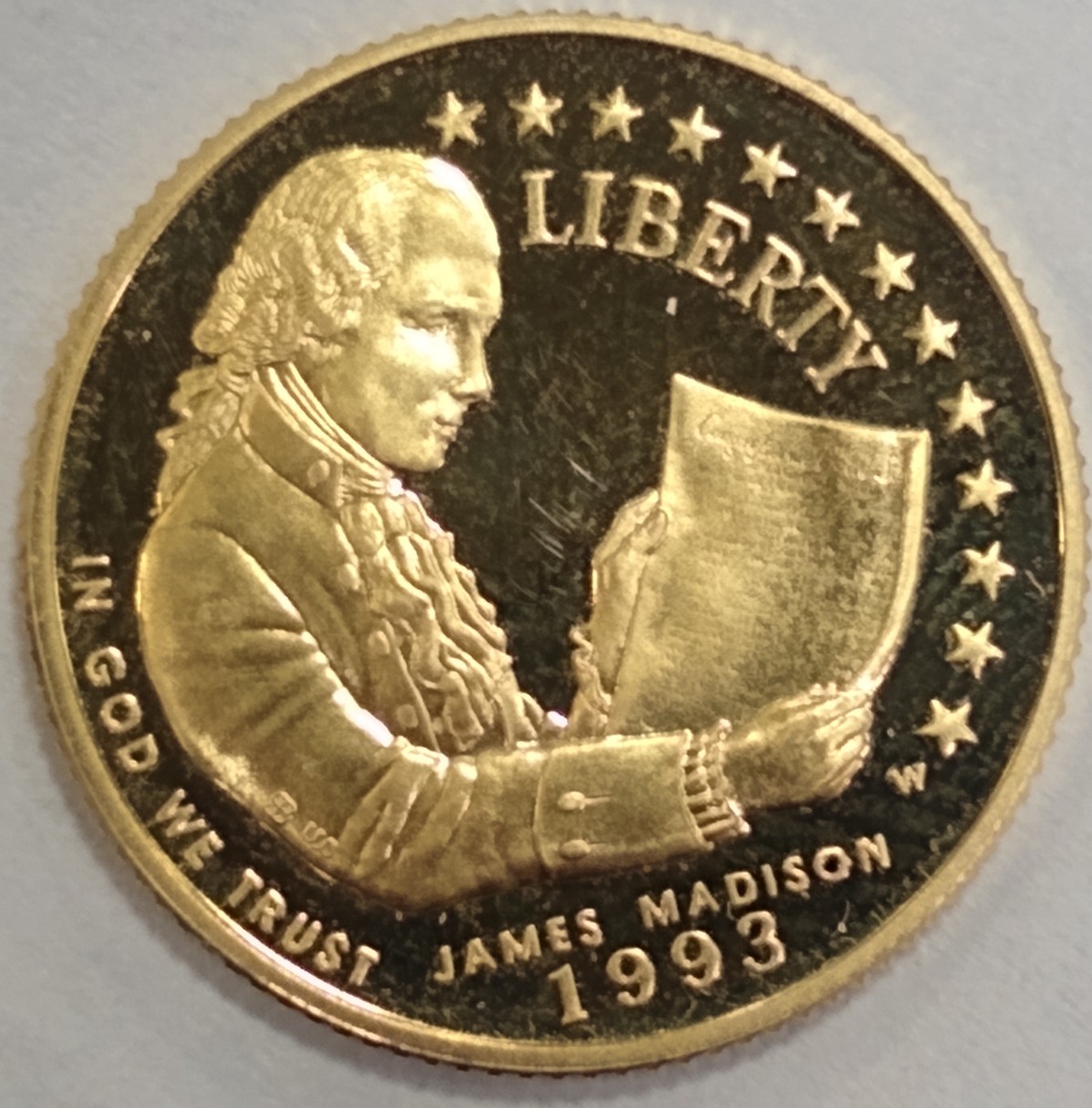 1993-James-Madison-$5-Gold;-Unloved?