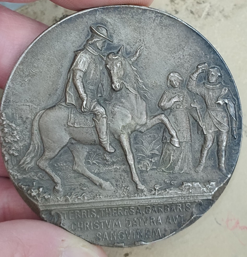 Saint-Theresa-Large-Catalogued-Bronze,-But-Silver?