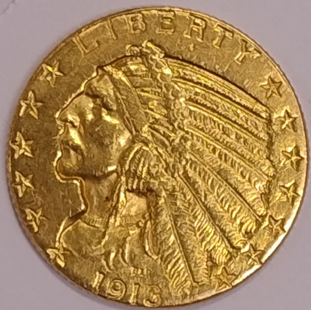 1913-P-$5-Indian-Gold