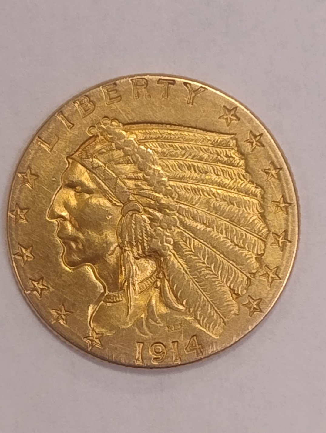 1914-D-$2.50-Gold-Quarter-Eagle/-Indian