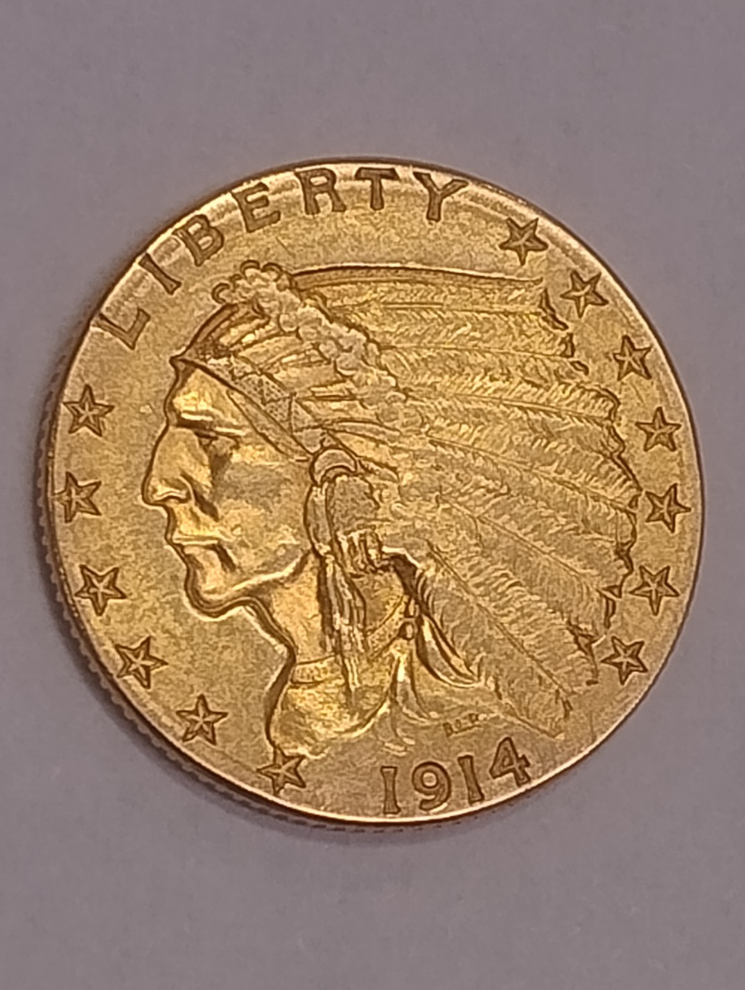 1914-D-$2.50-Gold-Quarter-Eagle/-Indian