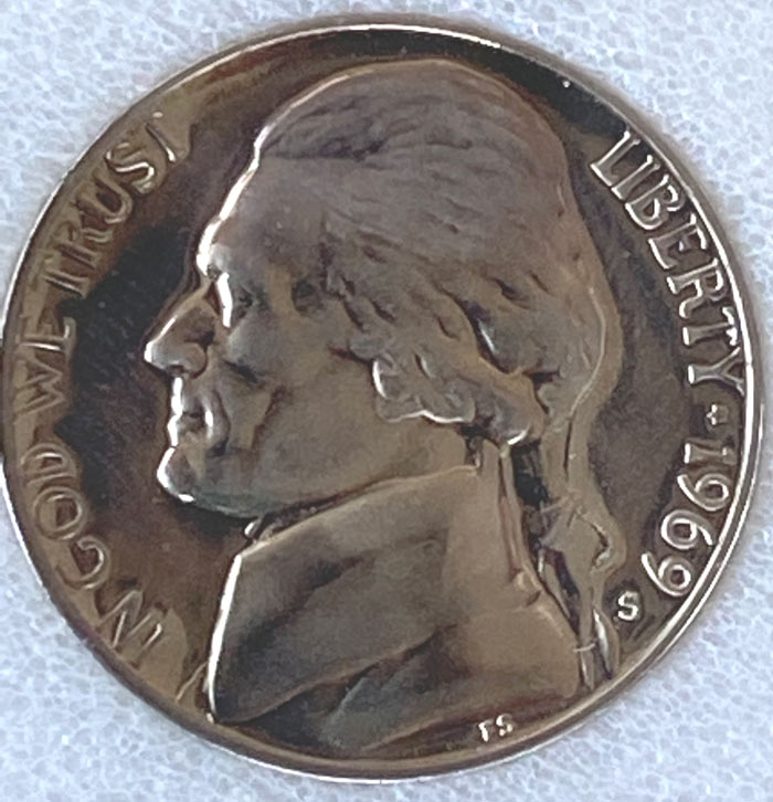 1969-S-Proof-Nickel---Heavy-Thickening-At-The-Base-Of-The-Type-Variety,-Damage-Or-An-Error?