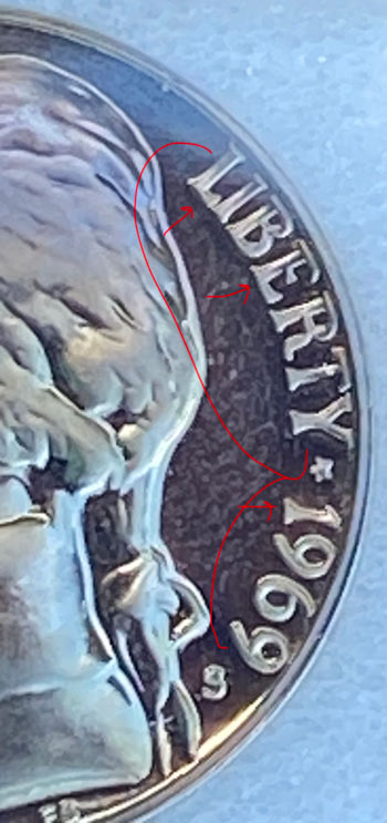 1969-S-Proof-Nickel---Heavy-Thickening-At-The-Base-Of-The-Type-Variety,-Damage-Or-An-Error?