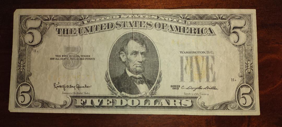 1963-$5-Federal-Note-No-Serial-Number