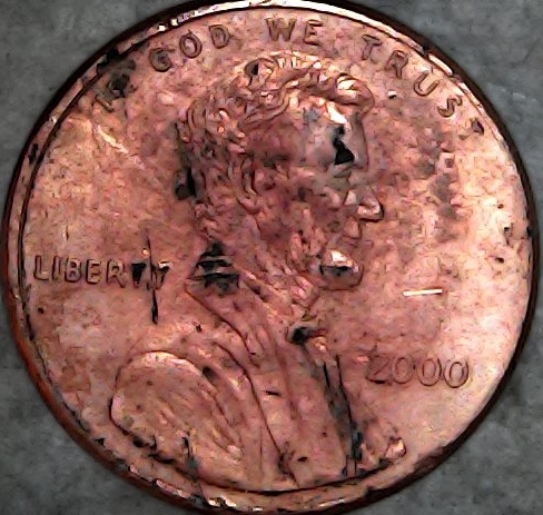2000-Penny-With-Severe-Mint-Damage-Withddo-&md!