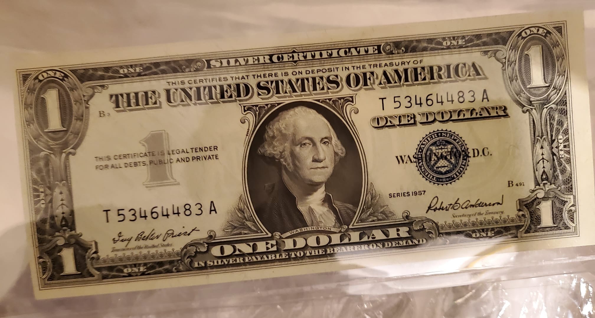 4-1957-$1-Bill-Uncirculated-With-Back-To-Back-Serial-Number