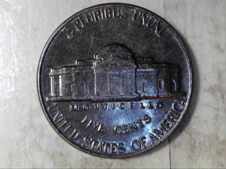 1959-P-Jefferson-Nickel--->-Blue-Almost-Black-Color?
