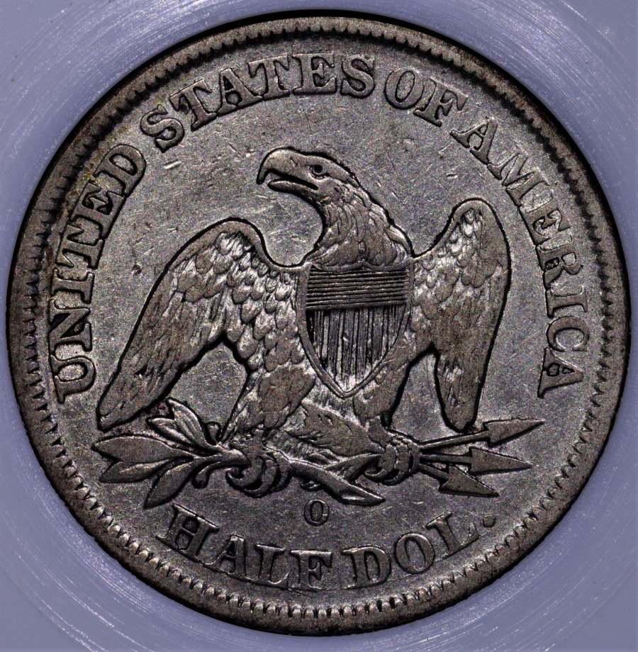 1855-O-Seated-Liberty-Half-Breen-4861-Old-PCI-Label