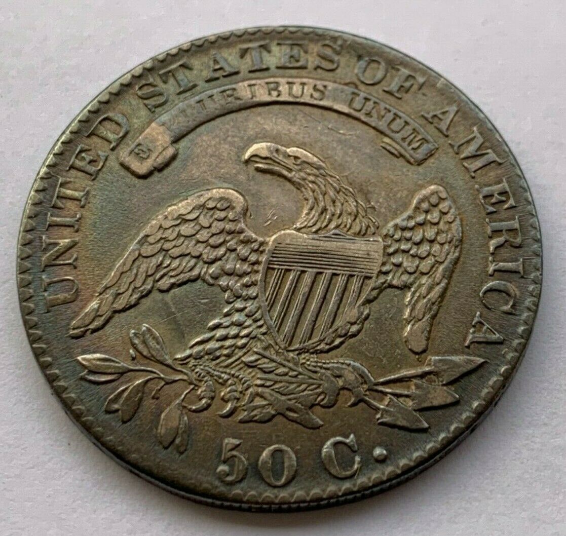 1832-Capped-Bust-Half:-Toned-With-Unusual-Surface.-Authenticity?