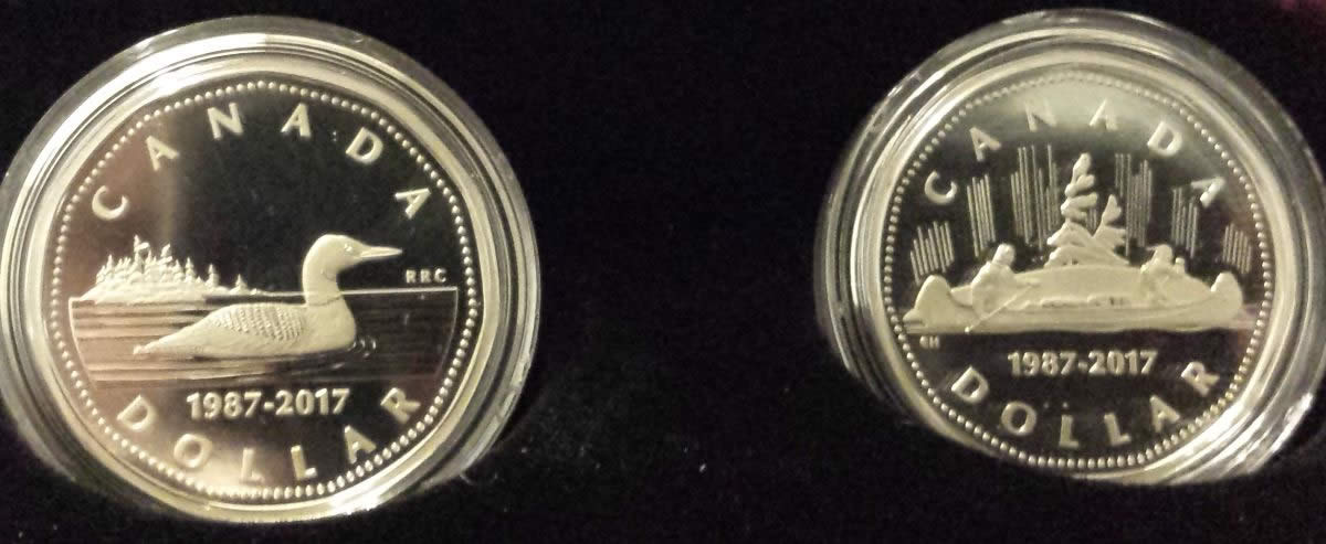 Sellout-Alert:-95%-Sold!-Pure-Silver-2-Coin-Set---30th-Anniversary-Of-The-Loonie-2017