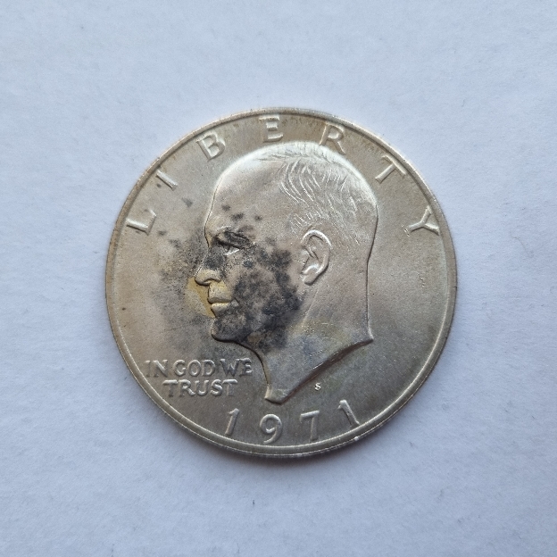 Eisenhower-Dollars-1971-S-Silver,-The-Black-Spot