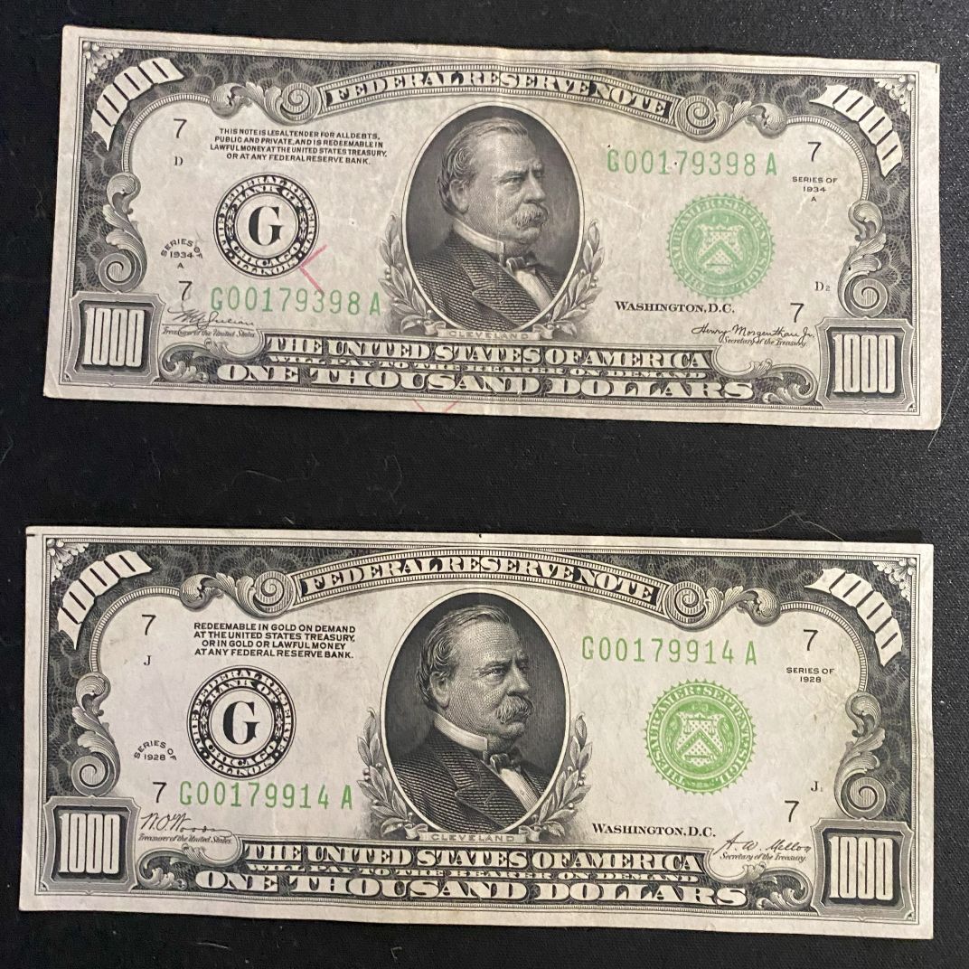1934-And-1928-$1000-Notes