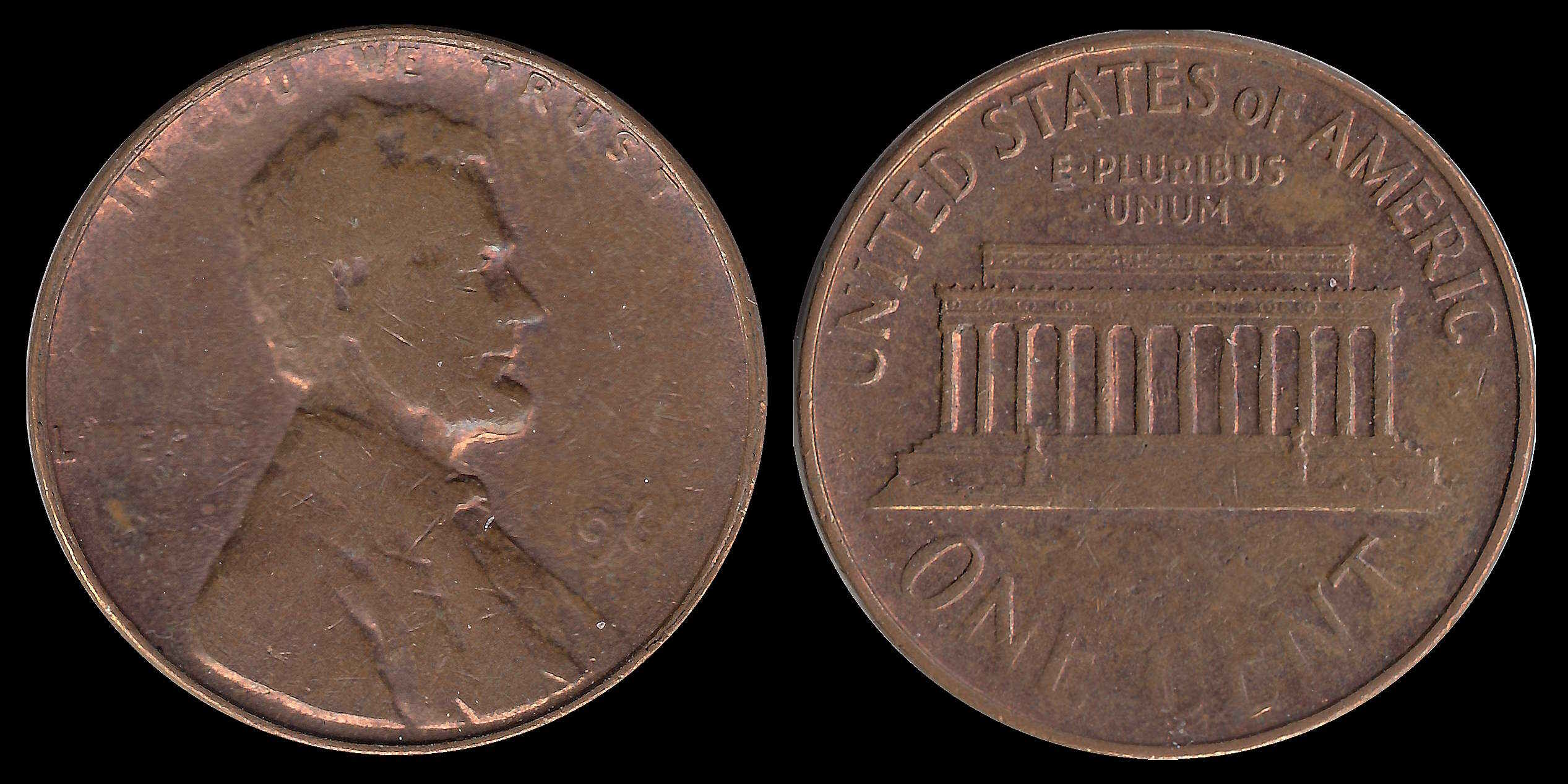 US-1-Cent-1964---Struck-Through-Something?