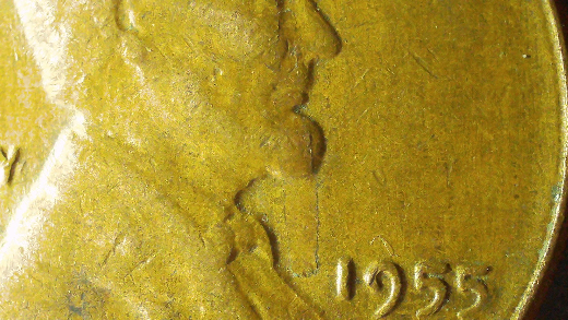 1955-LWC-Possible-Struck-Thru-Or-Lamination-On-Obverse