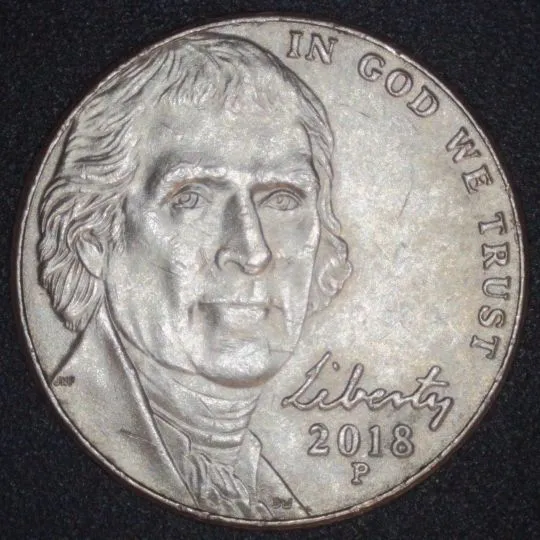 2018-P-Jefferson-Nickel-/-Post-Strike-Ejection-Damage-?