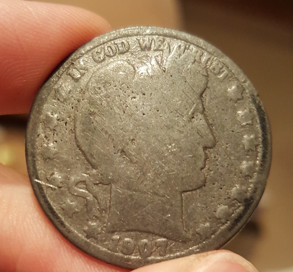 Contemporary-Counterfeit-Lead-Cast-1907-Barber-Half!