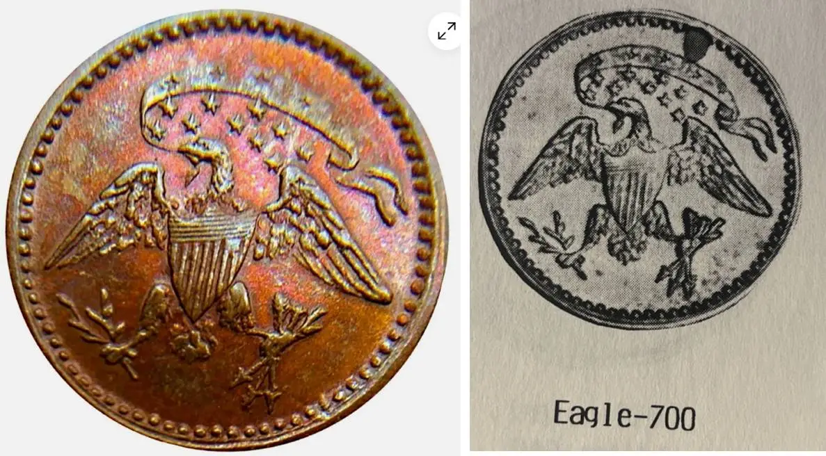 Liberty-Head-10/11-Stars-Obverse-With-A-Sick-Looking-Eagle-On-The-Reverse-Holed-0.59g-13.06mm