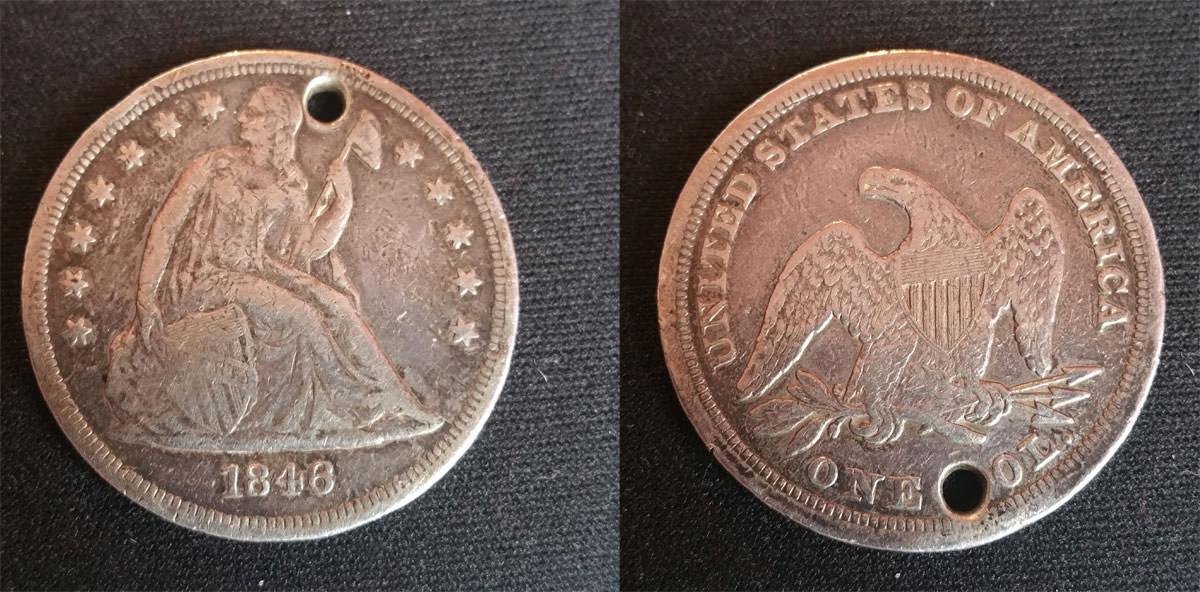 1846-Seated-Liberty-Dollar-Holed-&-Cleaned