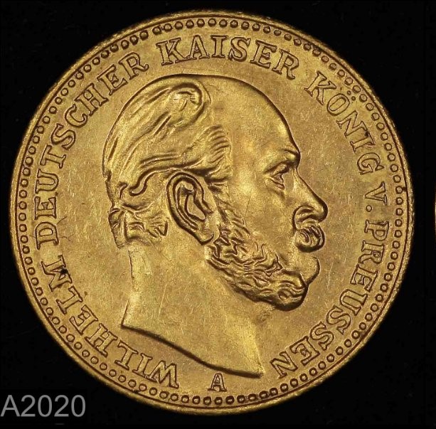 1877-A-Germany---Prussia-Gold-5-Mark
