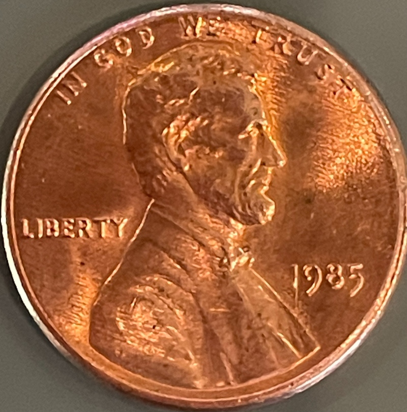 1985-Lincoln-Penny-W/-Die-Clash-On-Reverse