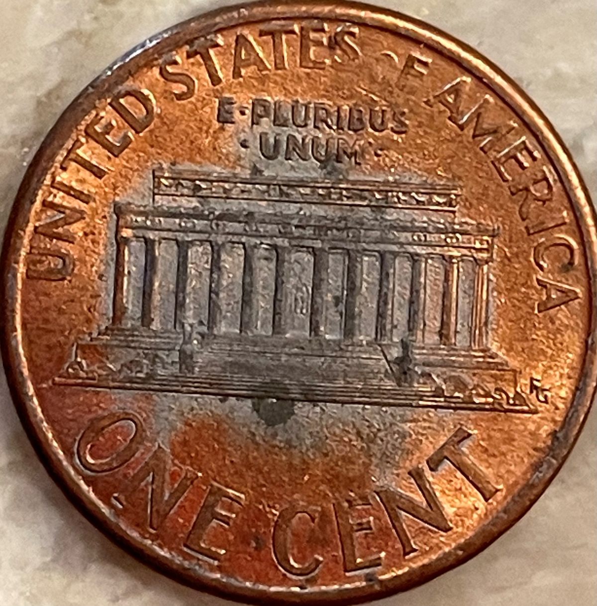 1993-Penny-With-Partial-Copper-Plating-Missing-Reverse