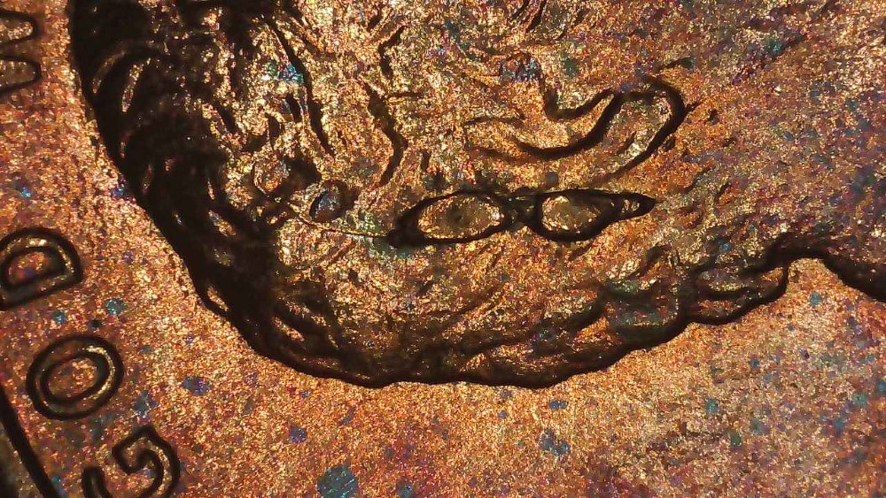 1991-Penny-With-2-Large-Die-Chips-On-Obverse