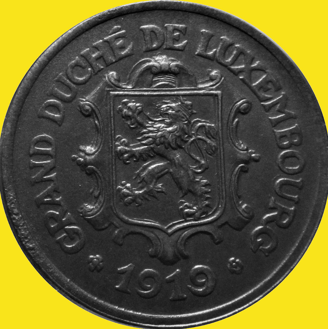 1919-Luxembourg,-25-Centimes,-Dramatic-Doubled-Die