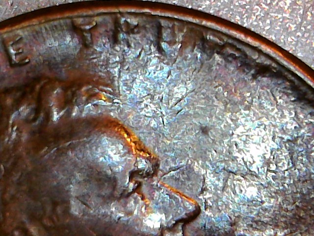 1952-Lincoln-Wheat-Strike-Thru,-Lamination-Or-Damage?