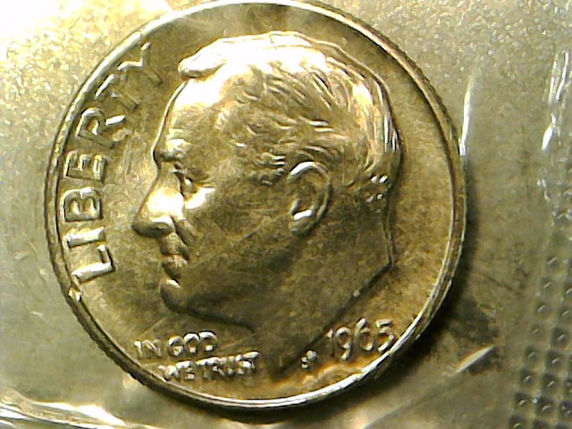 1965-Roosevelt-Dime-With-Rim-Damage