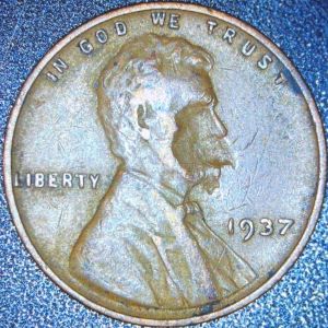 1937-Lincoln-Wheat-Cent-Struck-Thru-Or-Lamination