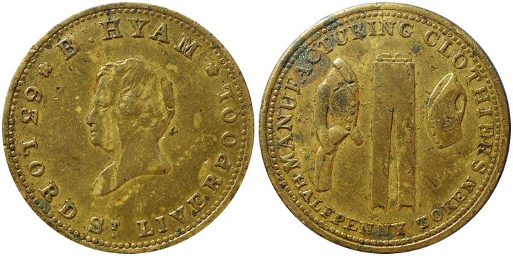 Unidentified-Or-Unknown-Coin-Id:-Brass-Token-Issued-By-B.-Hyam-Of-Liverpool