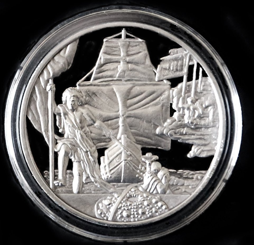 Salvador-Dali---Christopher-Columbus-Coming-To-America-.999-Silver-1oz