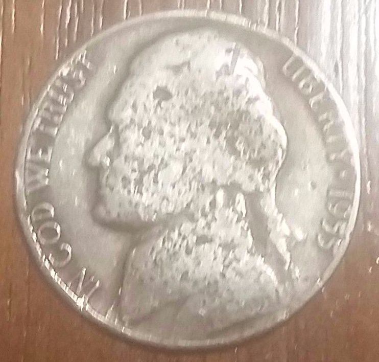 1955-Nickel-W/-Smooth-Reverse
