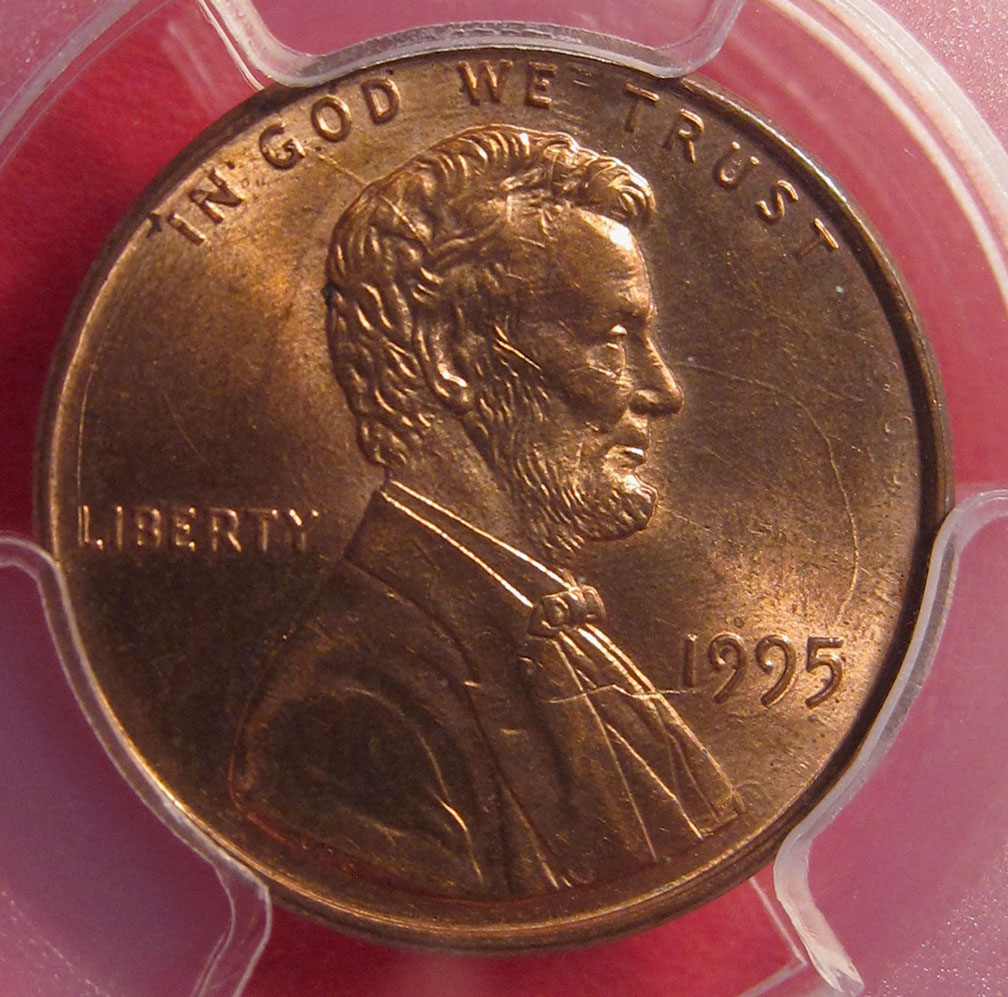 1995-Lincoln-Memorial-Cent-Double-Struck-Rotated-In-Collar---A-Real-One
