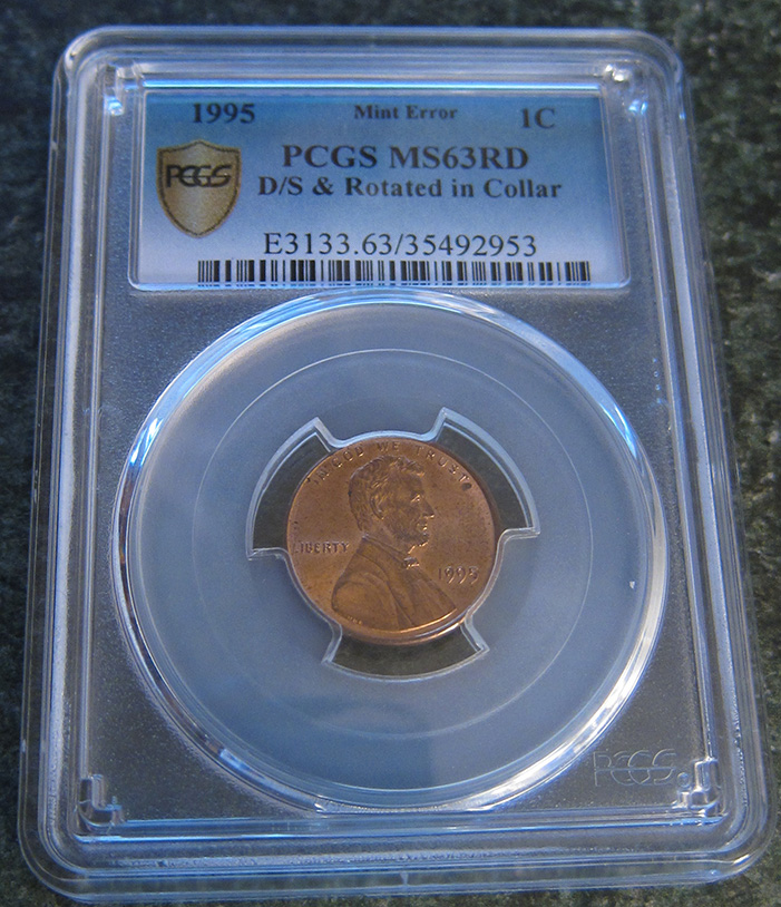 1995-Lincoln-Memorial-Cent-Double-Struck-Rotated-In-Collar---A-Real-One