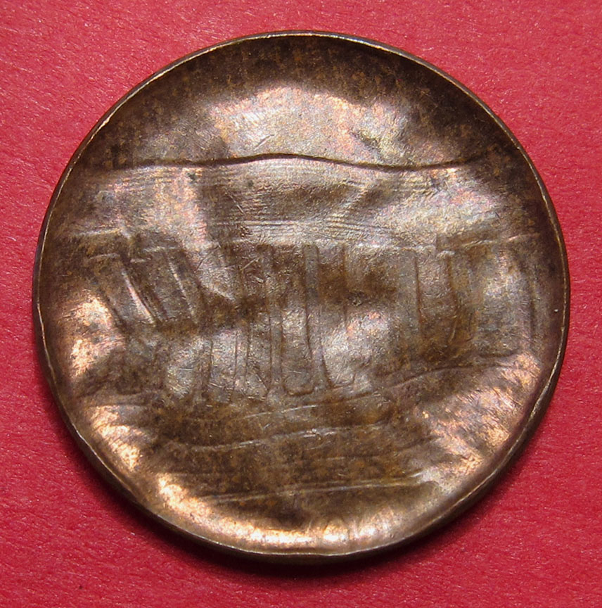 No-Date-Lincoln-Memorial-Cent---Struck-Through-Capped-Die---Cool-Brockage