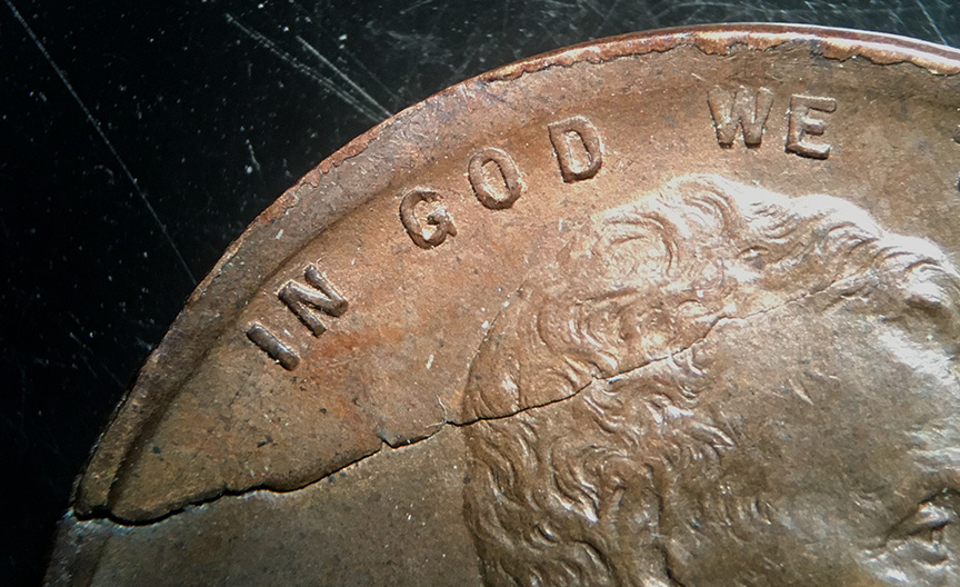 1912-S-Lincoln-Wheat-Cent-Mint-Error---Cracked-Planchet---MS