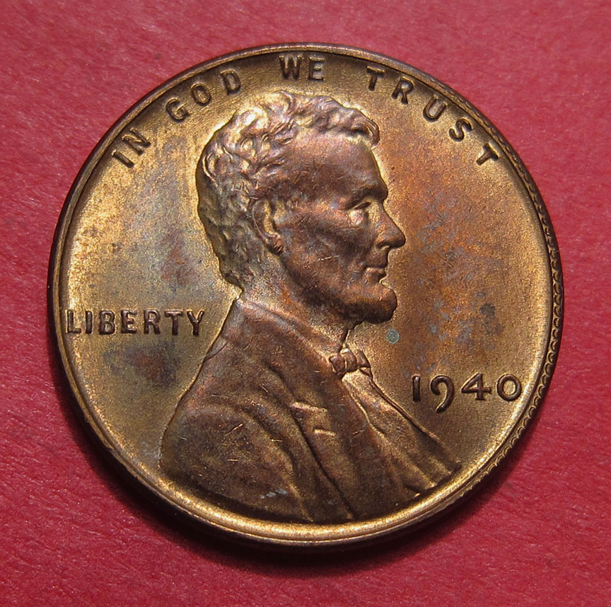 1940-Lincoln-Wheat-Cent---Oddity:--Pattern-On-Rim