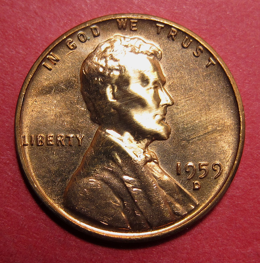 1959-D-Lincoln-Memorial-Cent-Mint-Error---Smooth-Face