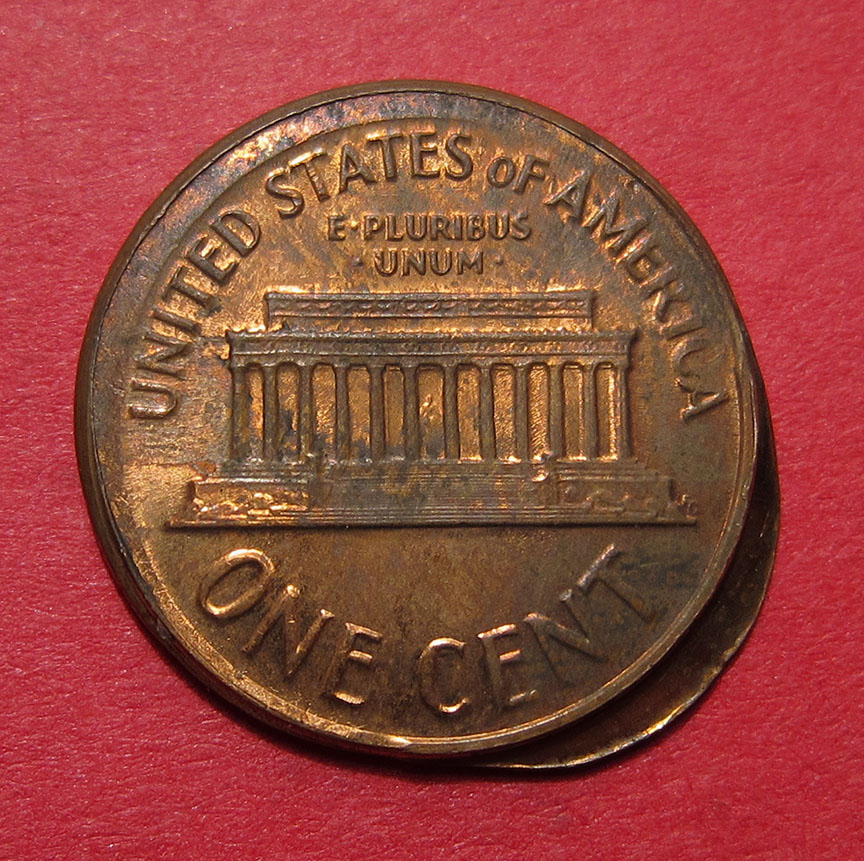 1964-Lincoln-Memorial-Cent-Mint-Error---Broadstruck-W/Brockage