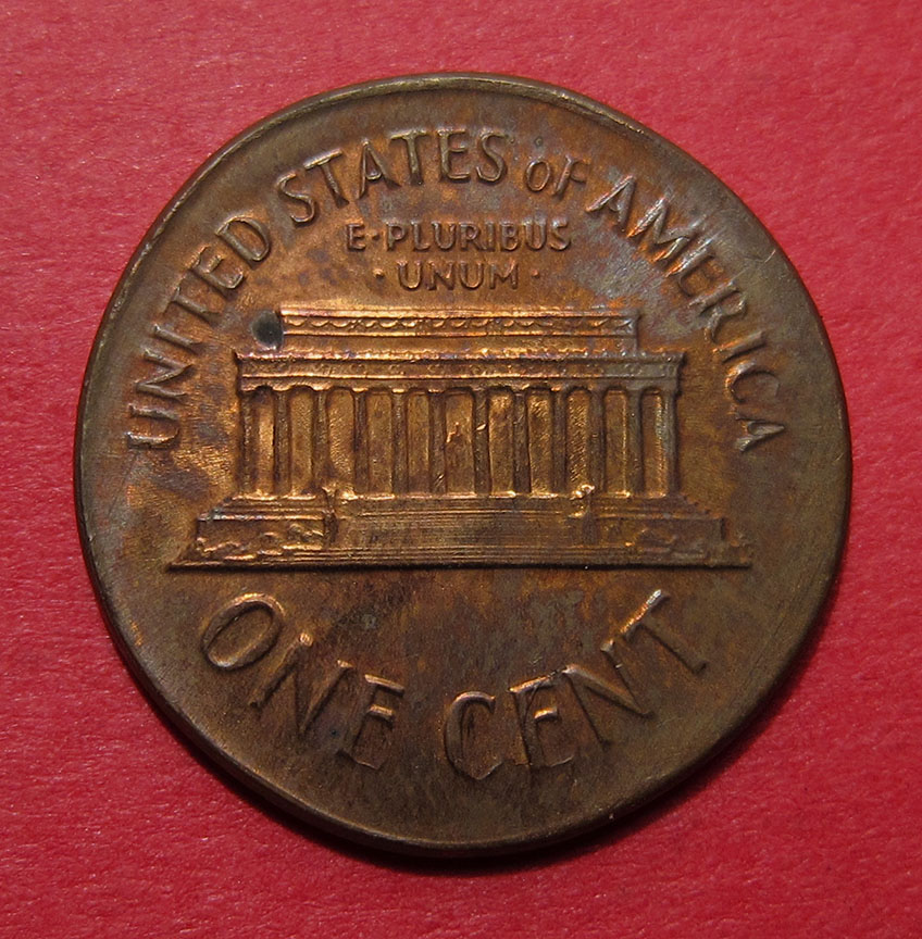 1964-Lincoln-Memorial-Cent-Mint-Error---Centered-Broadstrike