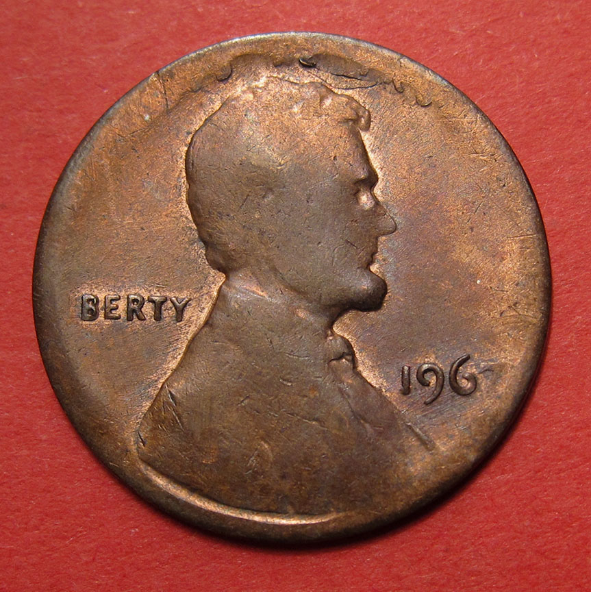 1967-Lincoln-Memorial-Cent-Mint-Error---Struck-On-Split-Planchet