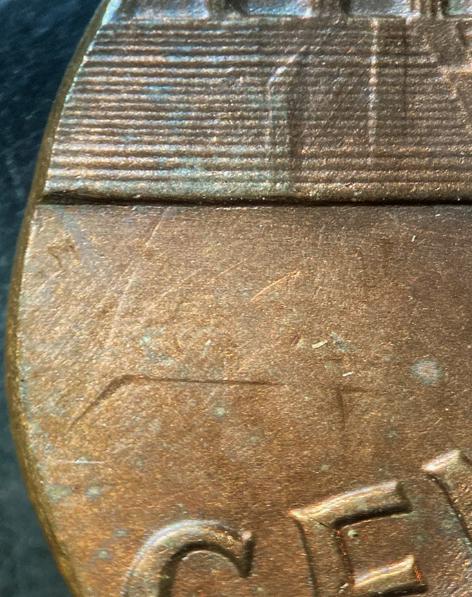 196x-Lincoln-Memorial-Cent-Mint-Error---Struck-On-Fragment-0.58g