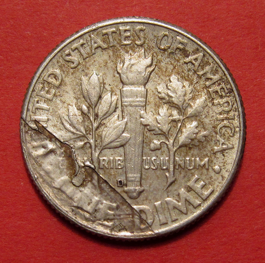 1964-D-Roosevelt-Dime-Mint-Error---Lamination-Loss
