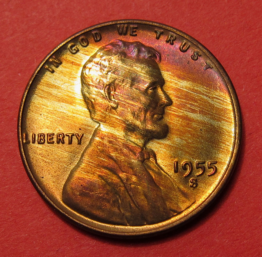 1955-S-Lincoln-Wheat-Cent---Toned-Woody