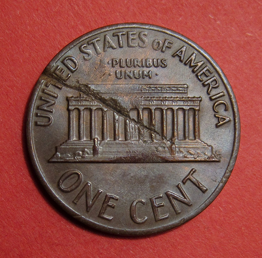 1972-Lincoln-Memorial-Cent-Mint-Error---Thin-Defective-Planchet-2.47g