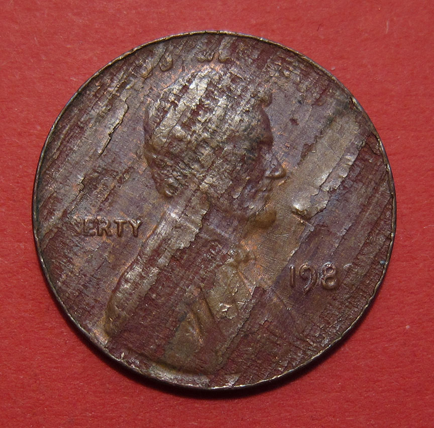 1982-Lincoln-Memorial-Cent-Mint-Error---Split-Planchet-Before-Strike-2.01g