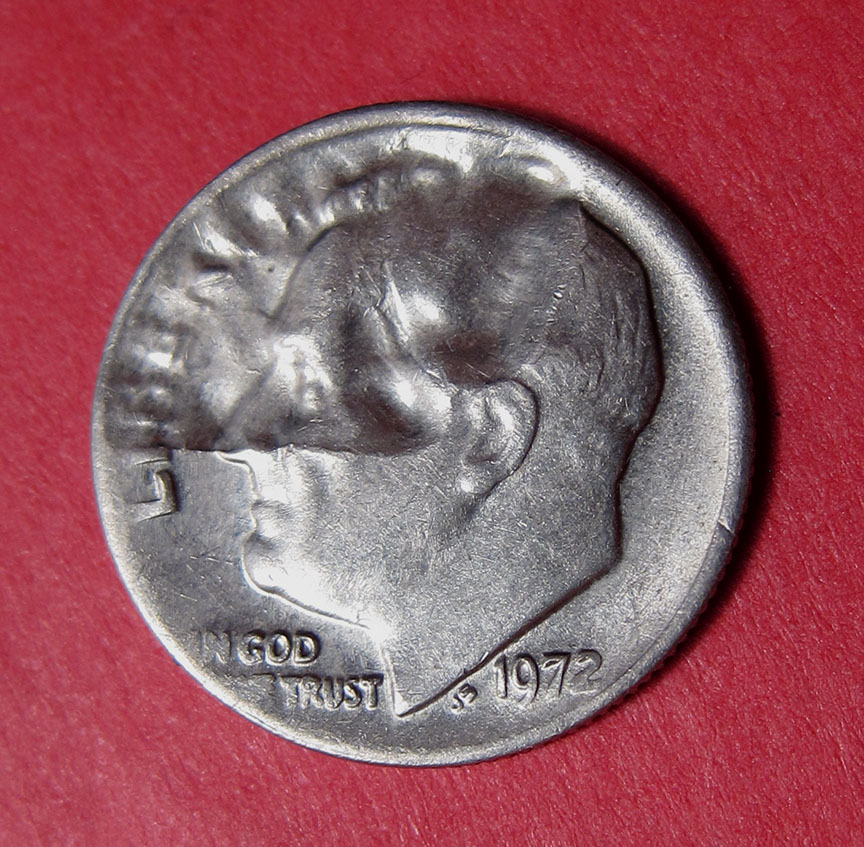 1972-Roosevelt-Dime-Mint-Error---Struck-Through
