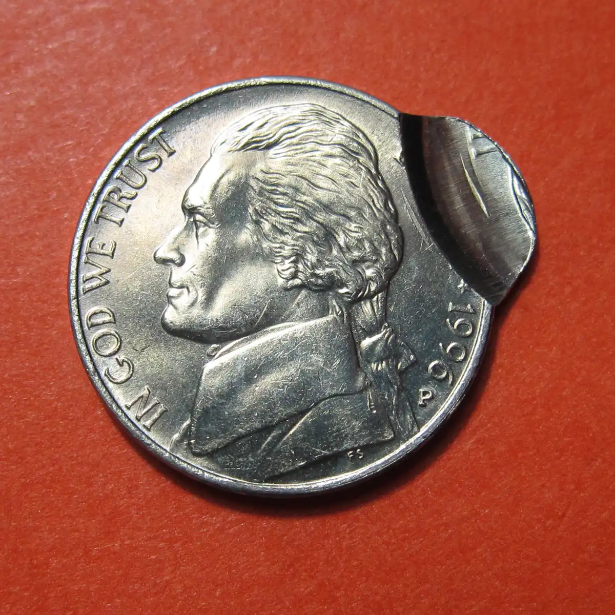 1996-P-Jefferson-Nickel-Mint-Error---Double-Struck-Uniface