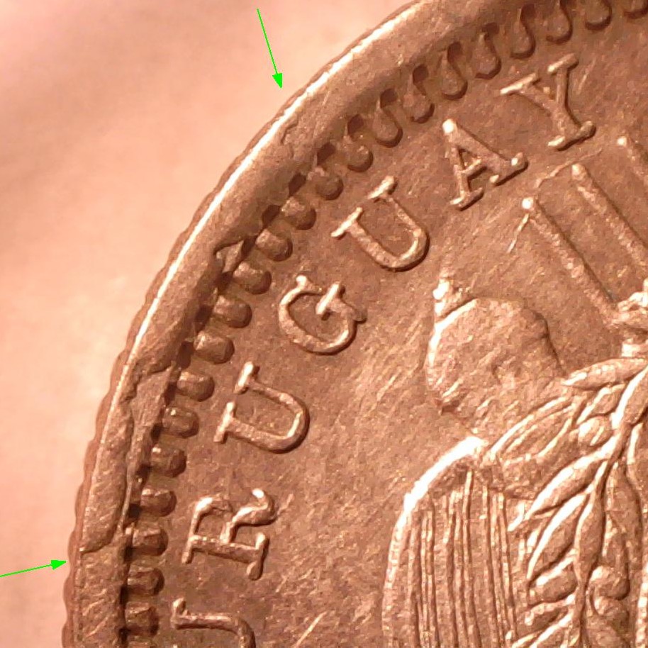 1893/93-10-Centesimos--Uruguay-RPD-With-A-Rim-Cud